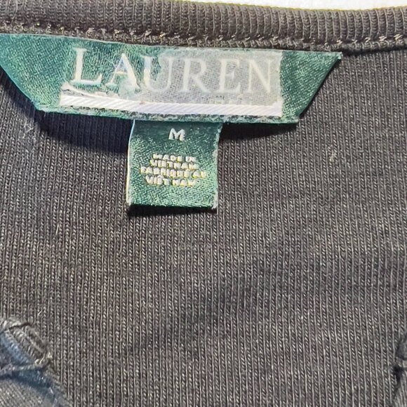 Lauren Ralph Lauren Split V-Neck Tee  Black goth neutral Dark fashion | Size M - Picture 4 of 7